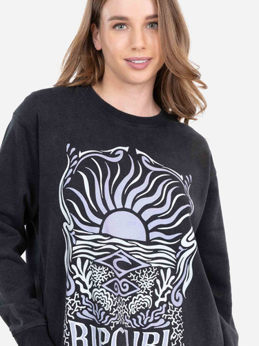 Poleron Cr Coral Crew Negro Mujer Rip Curl