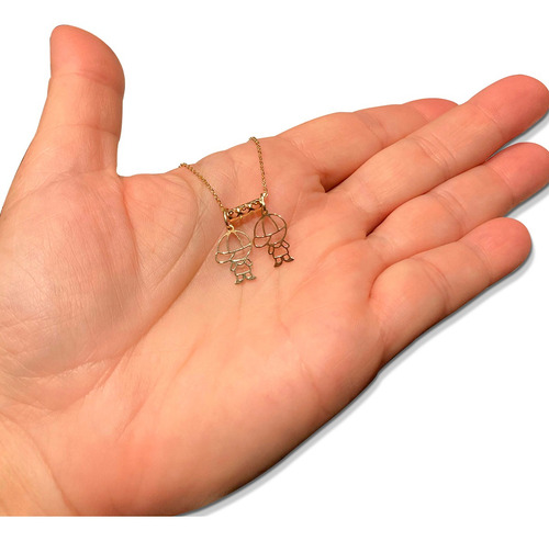 Corrente Bailarina 45cm Em Ouro 18k Canga Pingentes Crianças Cor Meninos