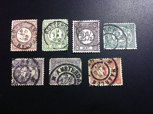 7 Estampillas Postales Países Bajos 1875-89 Oferta+regalo