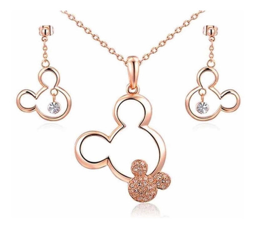 Imagen 2 de 10 de Conjunto Collar Y Aros De Mickey.