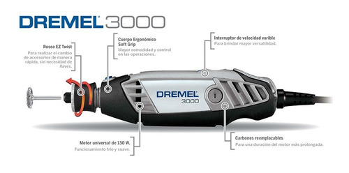 Dremel 3000 Multipropósito + 2 Acoples Y 30 Acc + Maletín