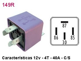 Relay Universal 12v 4 Terminales 40a Reforzado