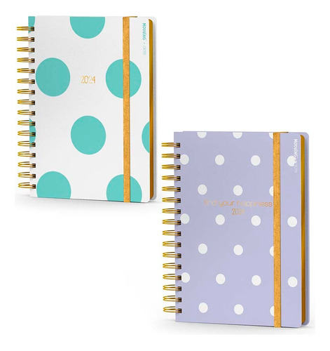 Agenda Mooving 2024 10x15cm Dots Diaria Con Espiral