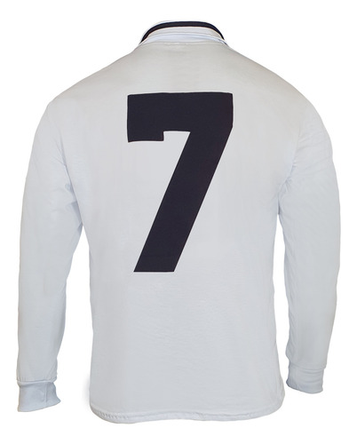 Playera Retro Pumas Unam Manga Larga Blanca 7 Caballero