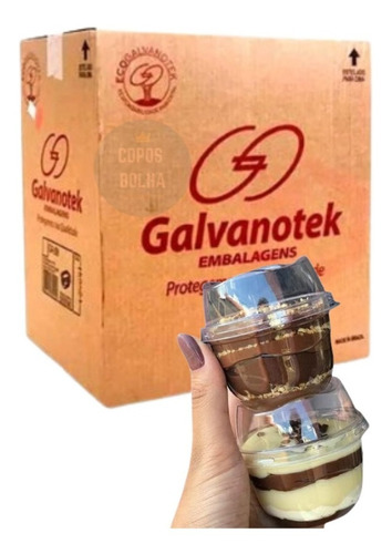 500 Copos Tampa Alta 110 Ml Galvanotek G670 - Bolo No Pote
