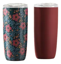 Comprar Vasos Termicos Doble Pared De Acero Inoxidable 591 Ml 2pzas Color floral y vino Termos