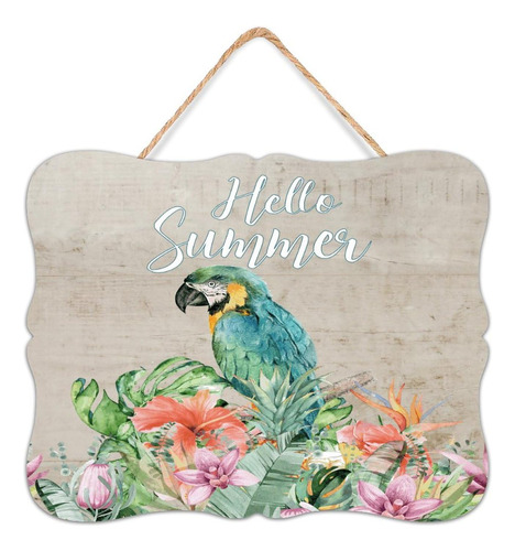 Hello Summer Wood Sign Rustic Bedroom Home Decor Wooden Bird