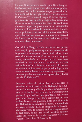El Poder En Tí. Sabiduría Kabalistica. Kabbalista Rav Berg