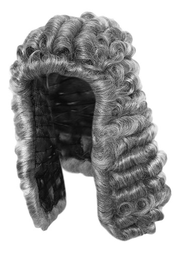 Peruca Colonial Homem Traje Onda Longa Peruca Macia, Cinza