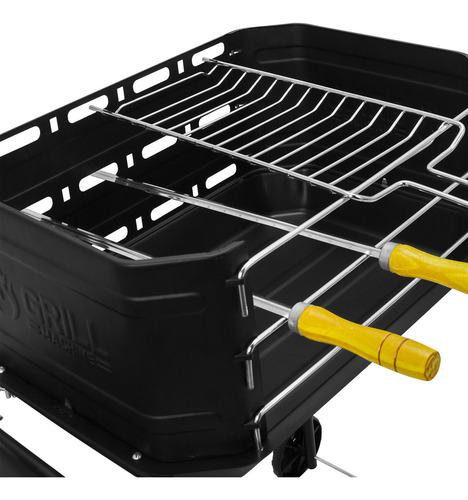 Churrasqueira Móvel Pro Tork De Aço Grill + Grelha + Espetos