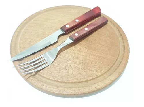 Platos de madera, platos de madera con tenedores, juego de cubiertos  reutilizables de madera natural hechos a mano para cocinar, comer,  inauguración