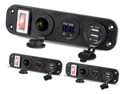 Interruptor De Voltímetro Led Com Carregador De Soquete Usb