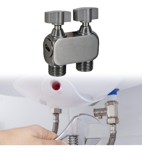 1in 2 Out Double Control Valve Washing Machine Kit Gris