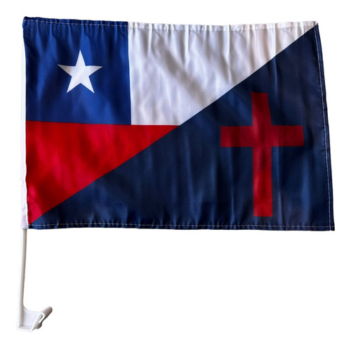Bandera Chile Cristiana De 45cm X 30cm Con Soporte Plástico
