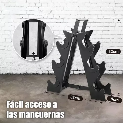 Kit Pesas Mancuernas Neopreno 3 5 8 Lb Soporte Fitness