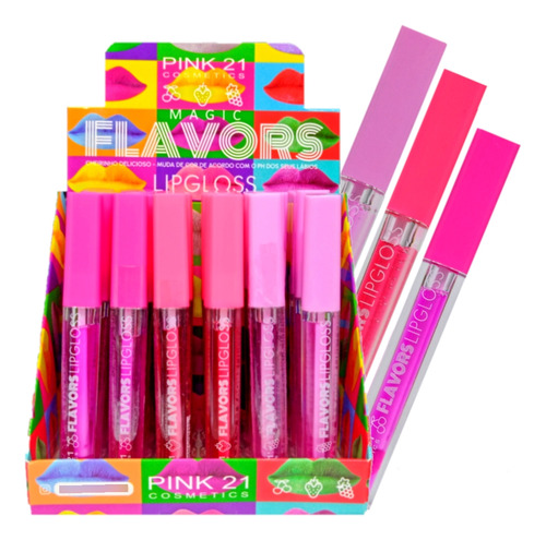 24 Lip Gloss Magic Flavors Cs3581 - Pink21 Atacado Sj