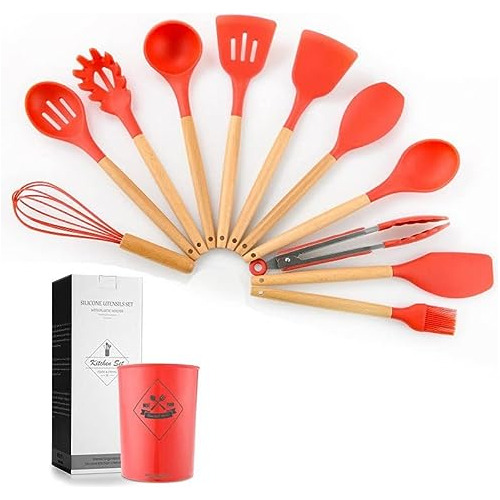 12 Pcs Silicone Cooking Utensils Kitchen Utensil Set - ...