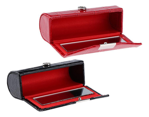 2x Estuche De Material Cuero Para Pintalabios,