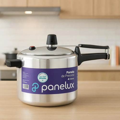 Panela de Pressão 4,5L Panelux Classic Alumínio Polido Inmetro Alça Ergonômica Fogo Médio