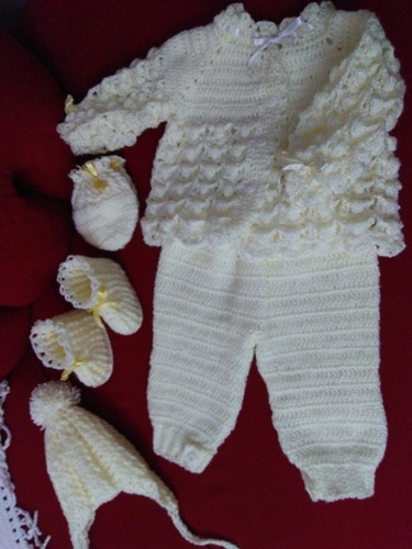 Imagem 5 de 10 de Conjunto Para Nenê Confeccionado No Crochê Manual Lã Antia