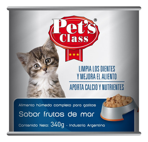 Alimento Humedo Para Gatitos Frutos De Mar 340gr Pet's Class