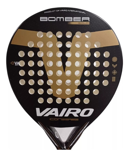 Paleta Padel Vairo 8.3 Bomber Gold Carbono Profesional 