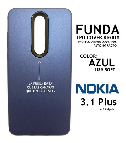 Funda Protege Cámara + Templado Plano Nokia 3.1 Plus Rosario