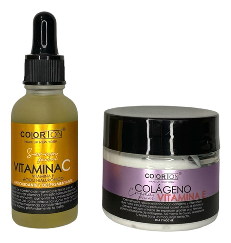 Kit De, Crema Facial Vitamina E, Serum Vitamina C Colorton