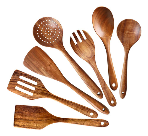 7 Utensilio Cocina Madera Acacia Mejor Cuchara Tenedor