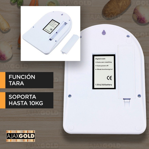 Balanza Digital 10kg Multiuso Presición Portatil Tara Hogar Capacidad máxima 10 kg Color Blanco