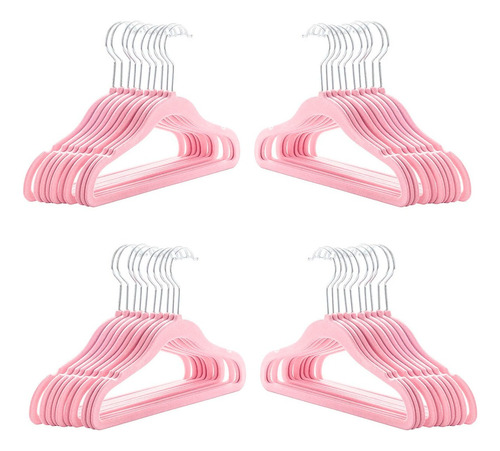 Percha Felpa Terciopelo Antideslizantes Niños X 10 Rosa