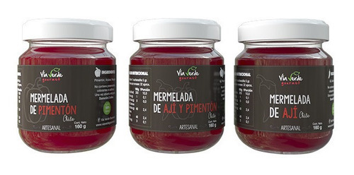 Imagen 3 de 7 de Mermeladas Gourmet Víaverde Pack 3 Unid 100% Natural Chilena