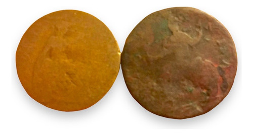 4 Monedas Cobre Antiguas Mexico Francia Inglaterra-caribes (Usado)