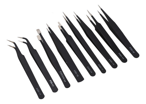 Pinzas Antiestáticas De Acero Inoxidable, 9 Piezas