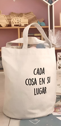 Canasto Organizador Infantil. Tela. Ideal Para Juguetes. Xl Crudo