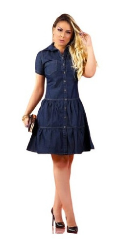 Vestido Jeans Feminino Godê Gysa