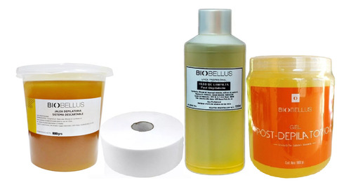 Cera Depilatoria 800 Gr + Bandas + Oleo + Gel Kit Biobellus