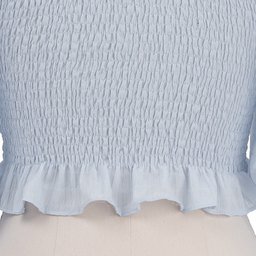 Imagen 7 de 7 de Blusa Corta Drapeada Olan Manga 3/4 Fresca Sexy Romantica.