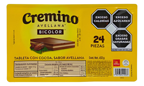 Cremino Avellana Bicolor Tableta De Chocolate Blister 24 Pzs