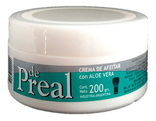 Crema De Afeitar Con Aloe Vera De Preal 200gr Afeitado con Brocha