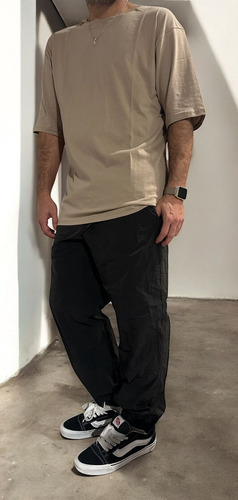 Remera Oversize 100% Algodon Peinado Cuello Rib Premium