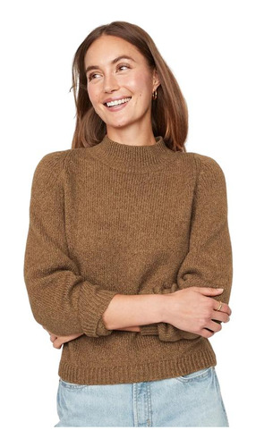 Chaleco Mujer Old Navy Melange Cozy Cuello Alto Café