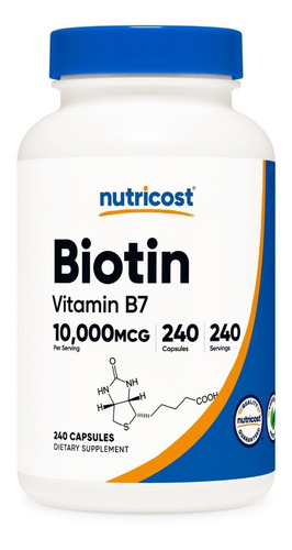 Biotina Biotin 10000 Mcg Importada 240 Capsulas