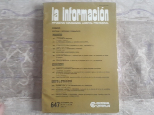 La Informacion - Impuestos  Sociedades N° 647 Noviembre 1983