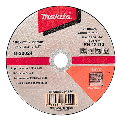 Disco Aco Inox Makita 7 X5/64 X7/8  - D-20024 - Fino 2,0mm