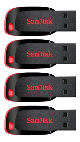 Kit 4 Pendrive Sandisk Cruzer Blade 64gb 2.0