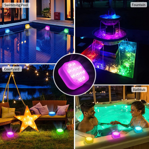 Luces Led Multicolor Sumergibles En Agua Piscina Recargables
