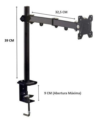 Imagem 2 de 4 de Suporte Monitor Articulado 13 A 32 Fixação Morsa
