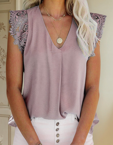 Camiseta Con Cuello En V Y Estampado Sin Mangas Con Chaleco