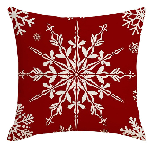 Funda De Almohada Con Forma De Copo De Nieve Rojo Para Decor